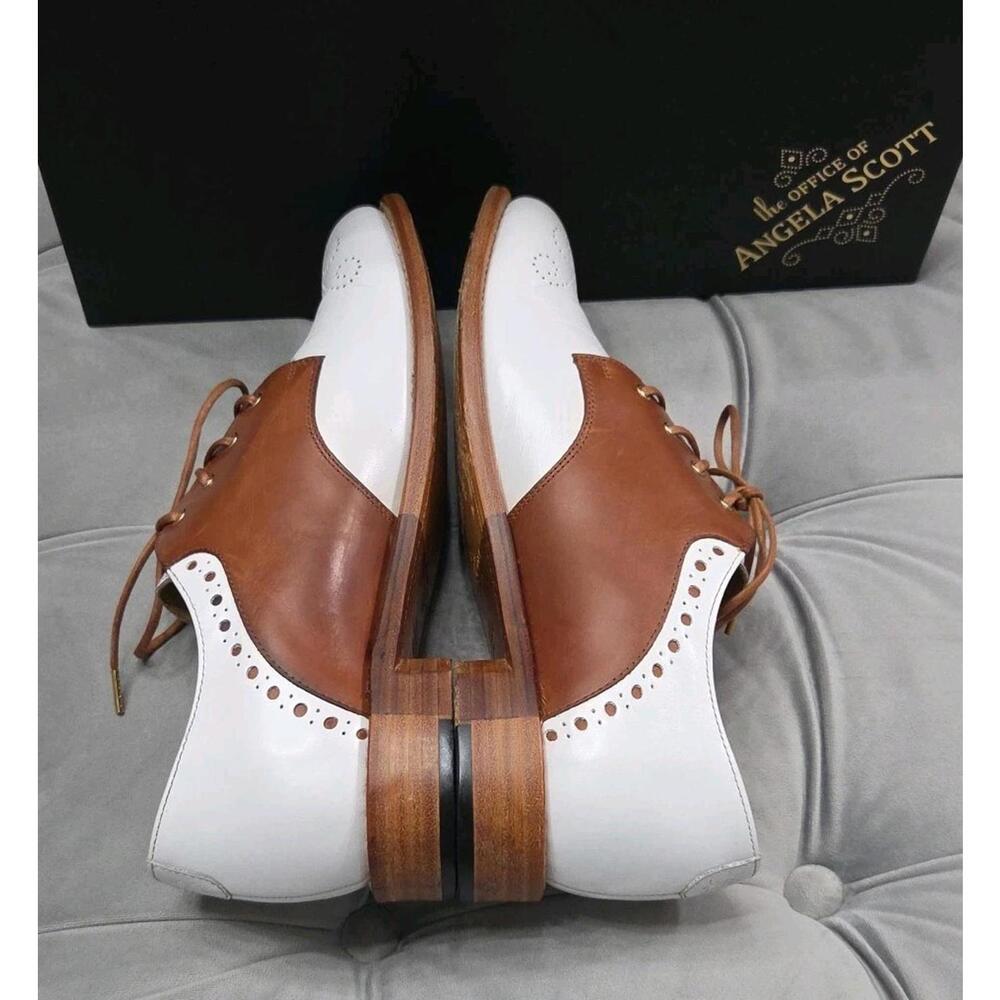 The Office of Angela Scott Ms. Presley White Oxfords Leather Womens Shoes 39 9 - Picture 8 of 16